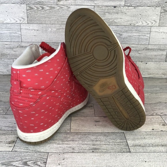 Nike Dunk Sky Hi Print Hidden Wedge Heel Shoes Size 8.5 Hyper Red 543258-600 - Picture 4 of 5